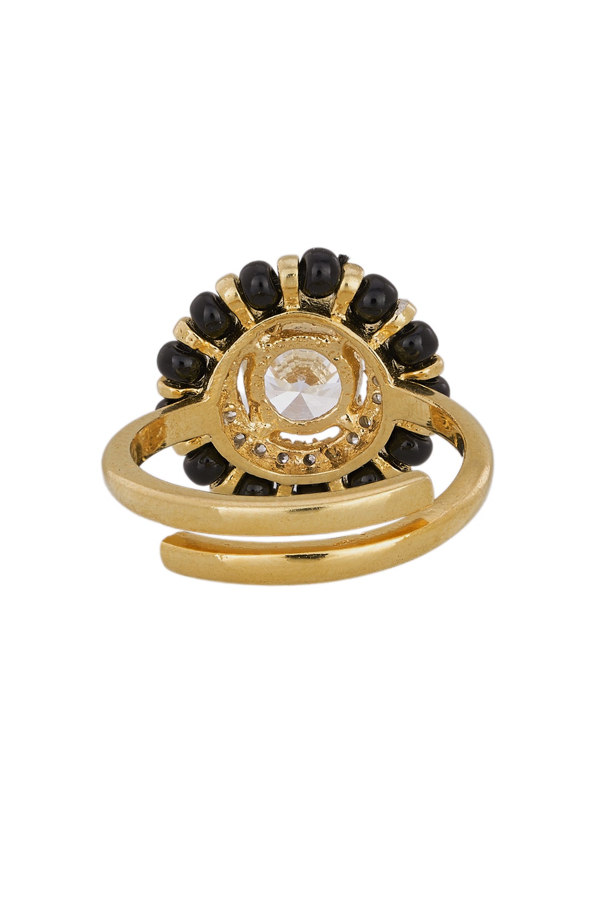 Black Beads Embellished Ring