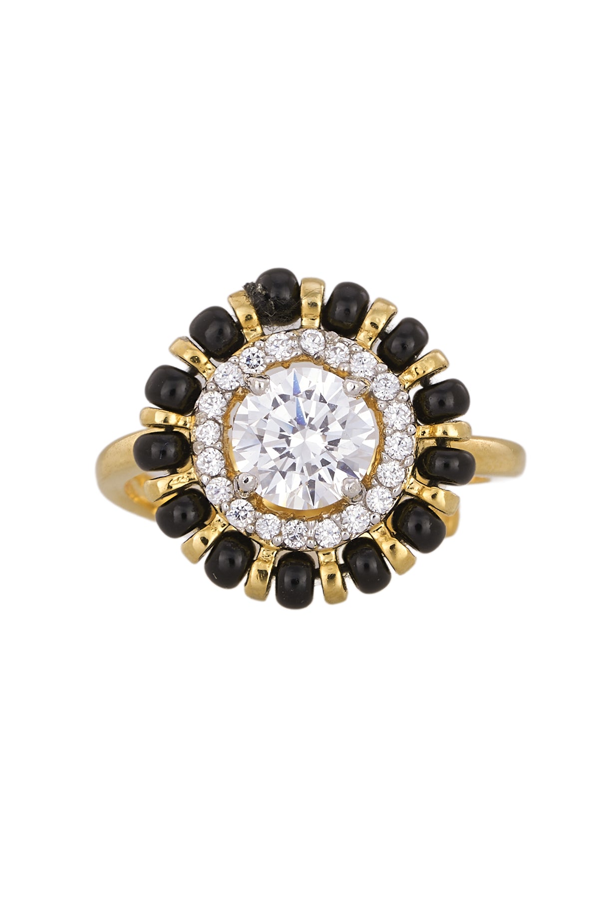 Black Beads Embellished Ring