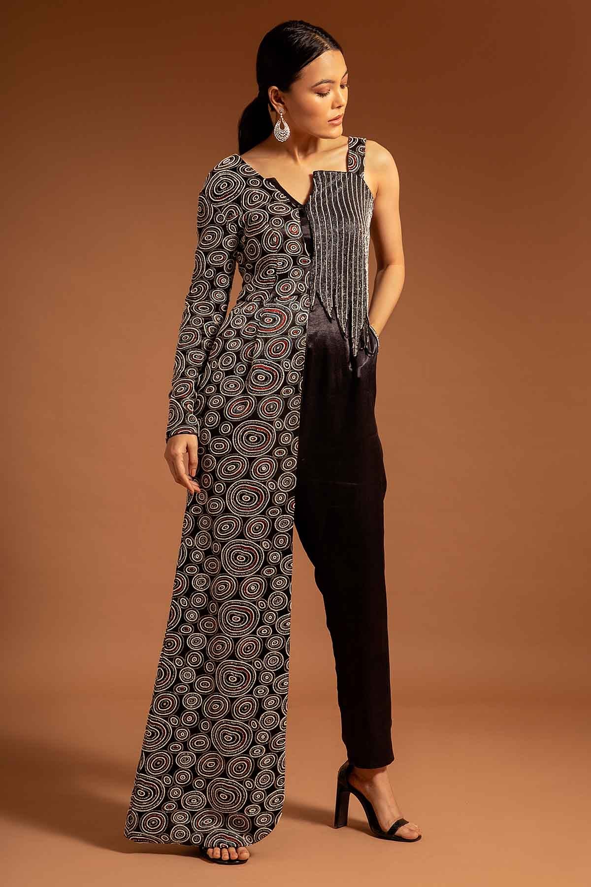 Black Beads Embroidered Jumpsuit