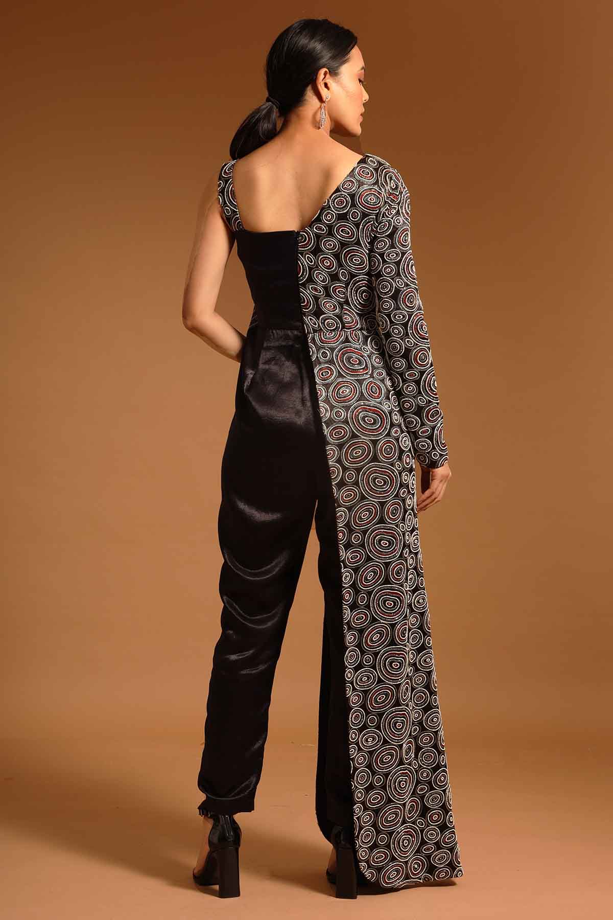 Black Beads Embroidered Jumpsuit