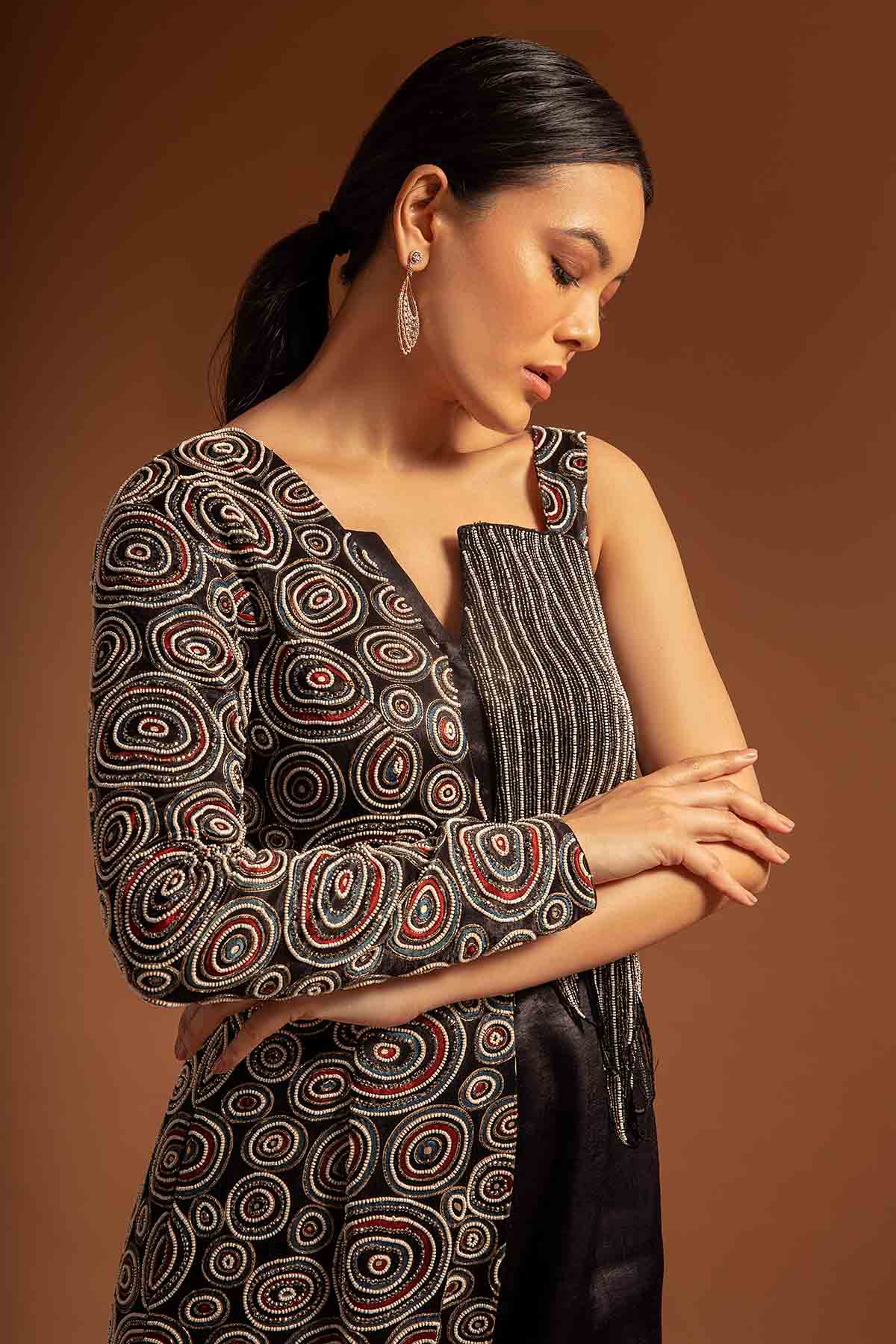 Black Beads Embroidered Jumpsuit