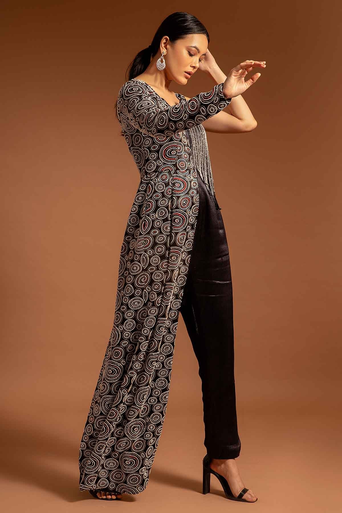 Black Beads Embroidered Jumpsuit