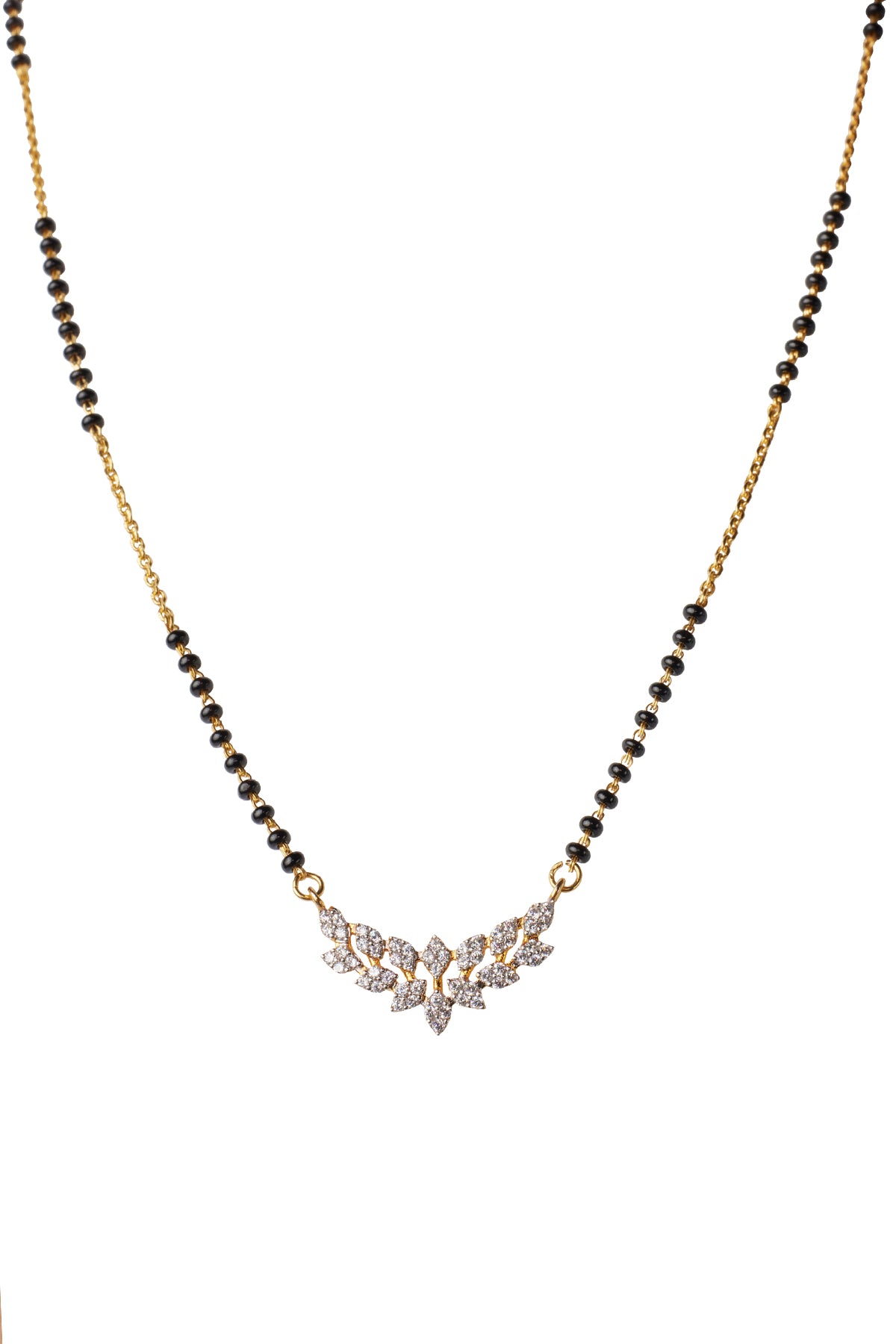 Black Beads Leafy Mangalsutra