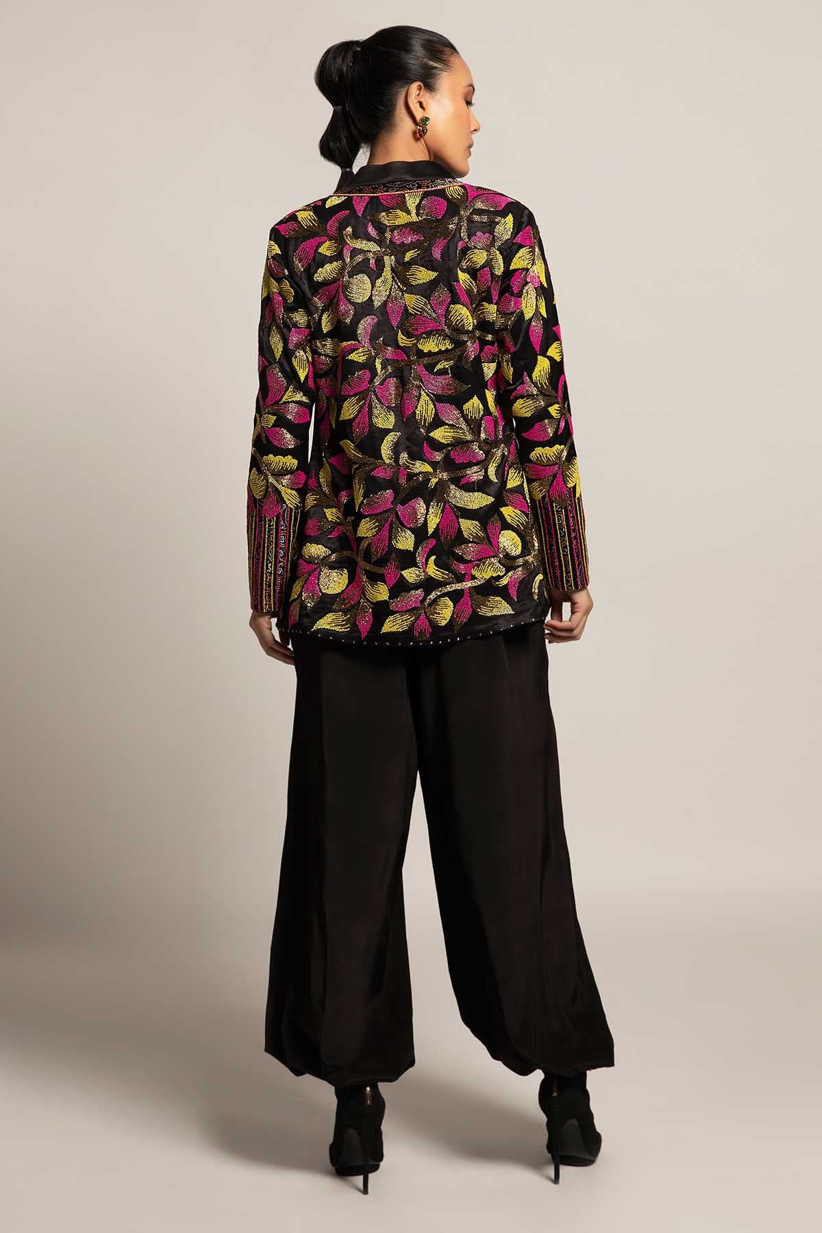 Black Beadwork Indo-Western Set