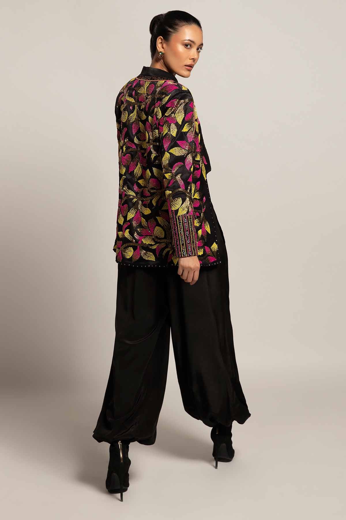 Black Beadwork Indo-Western Set