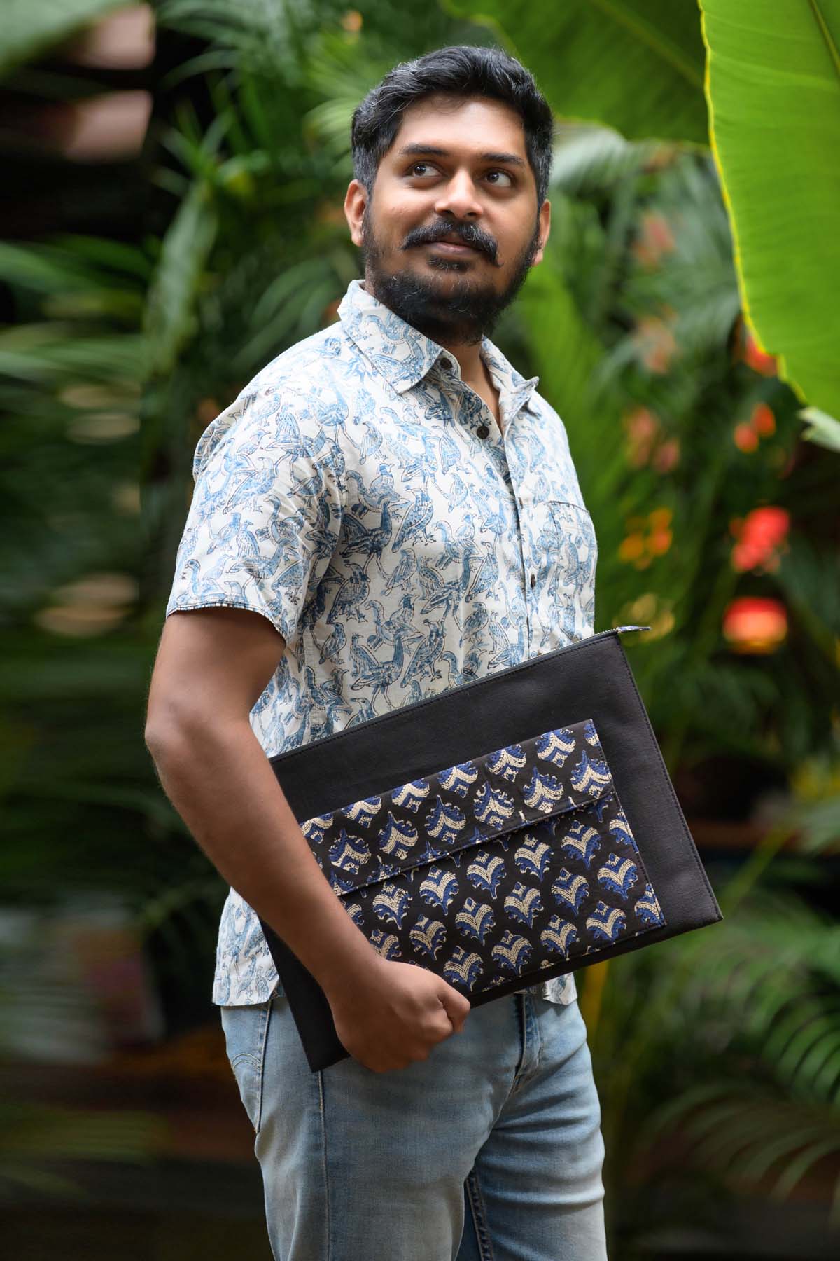 Black & Blue Canvas Laptop Sleeve