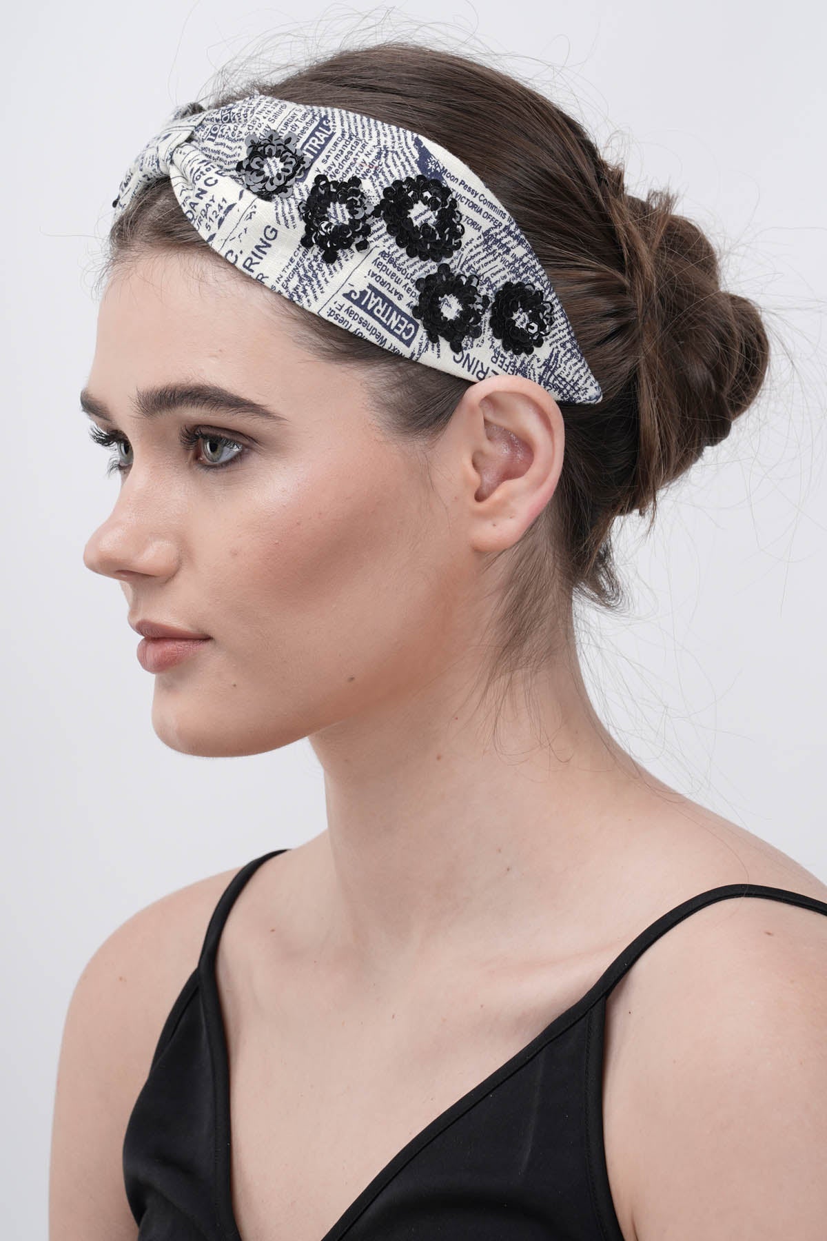 Black Canvas Printed Headband