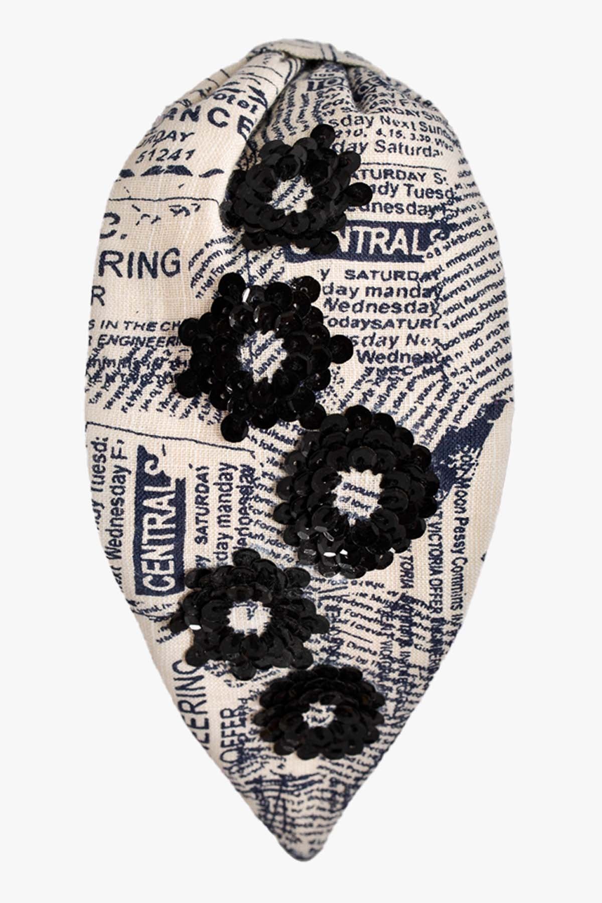 Black Canvas Printed Headband