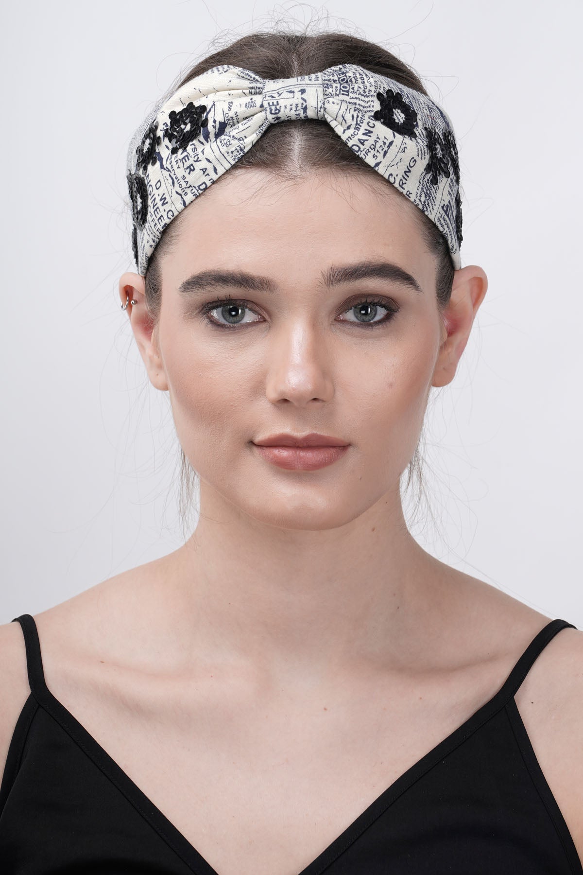 Black Canvas Printed Headband