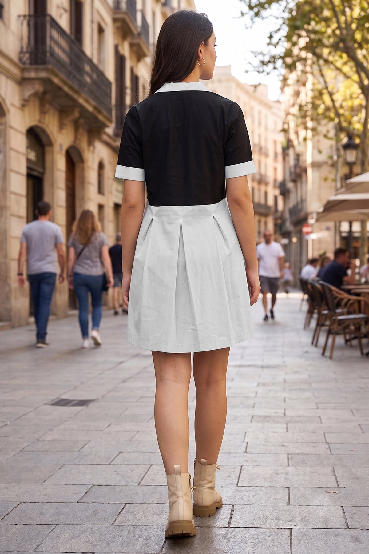 Black & Chalk Colorblock Dress