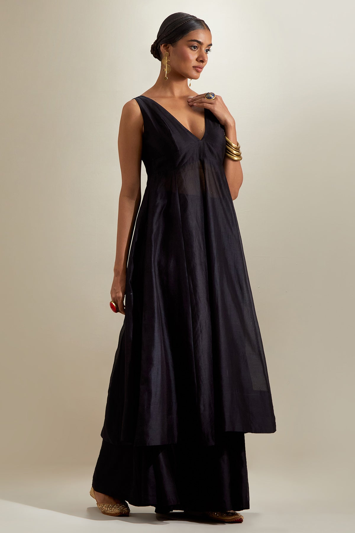 Black Chanderi Kurta & Palazzo