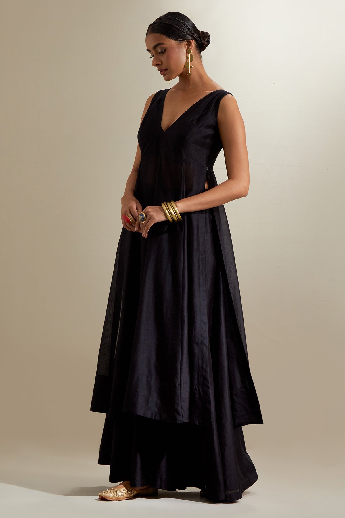 Black Chanderi Kurta & Palazzo