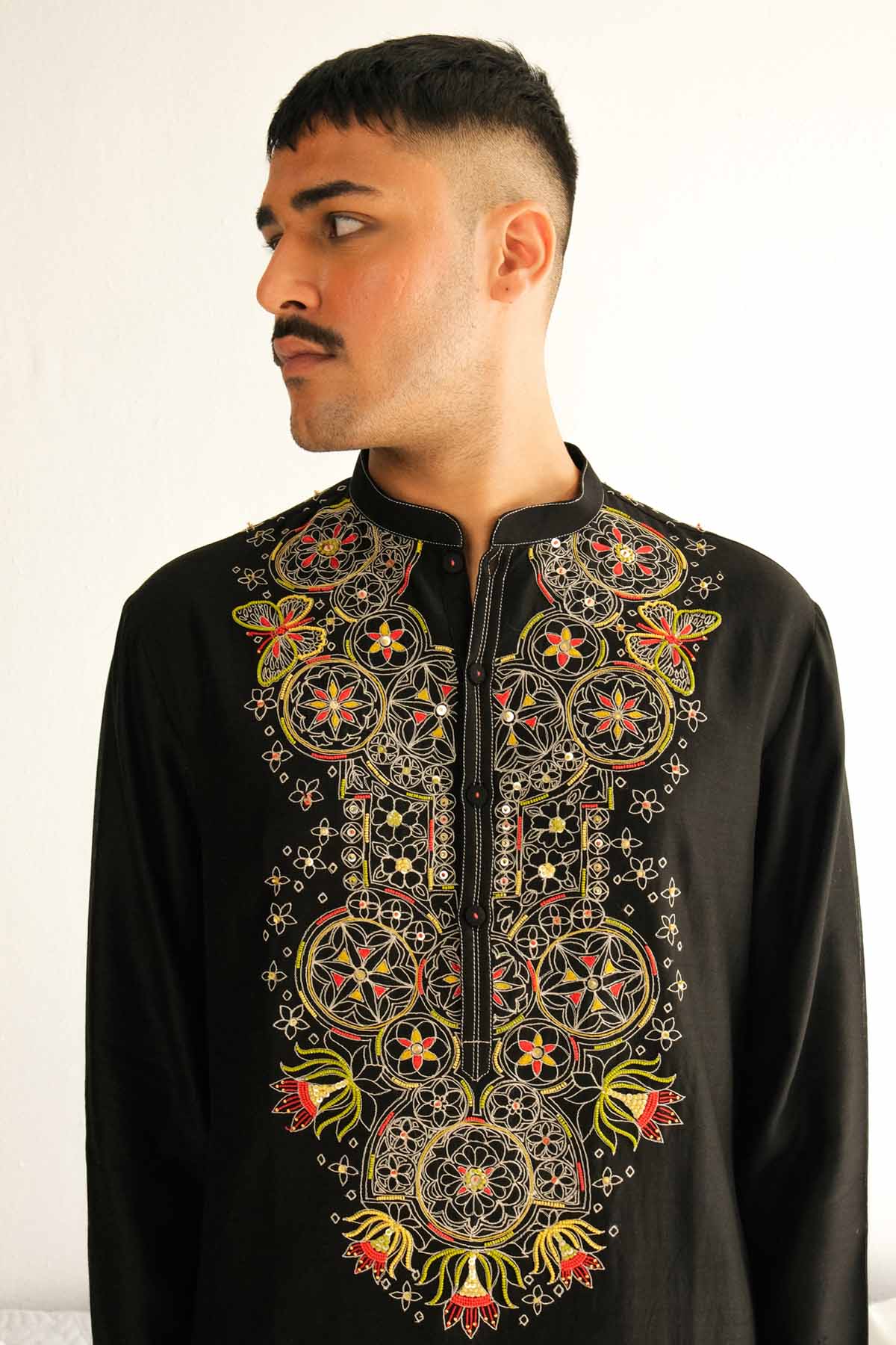 Black Chanderi Kurta & Pyjama