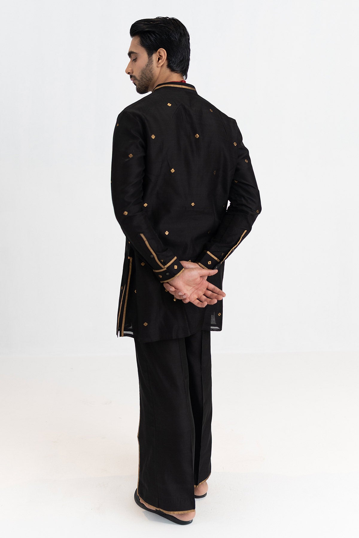 Black Chanderi Short Kurta Pant
