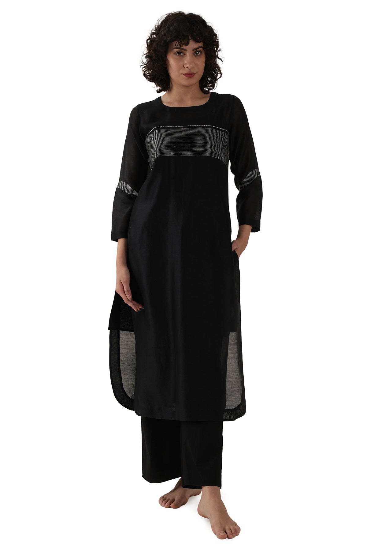 Buy Black Chawal Taka Kurta & Pant for women by Khat Clothing online available at scrollnshops