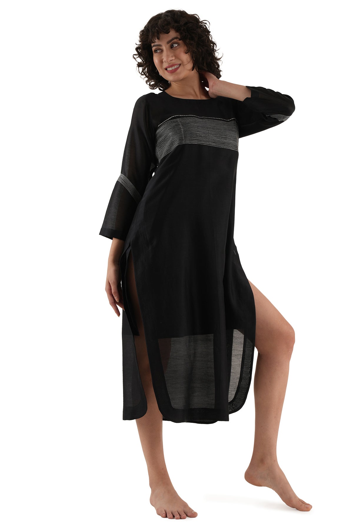 Black Chawal Taka Midi Dress