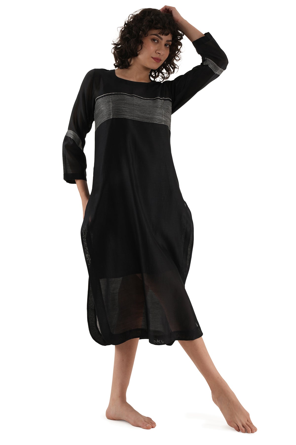 Black Chawal Taka Midi Dress