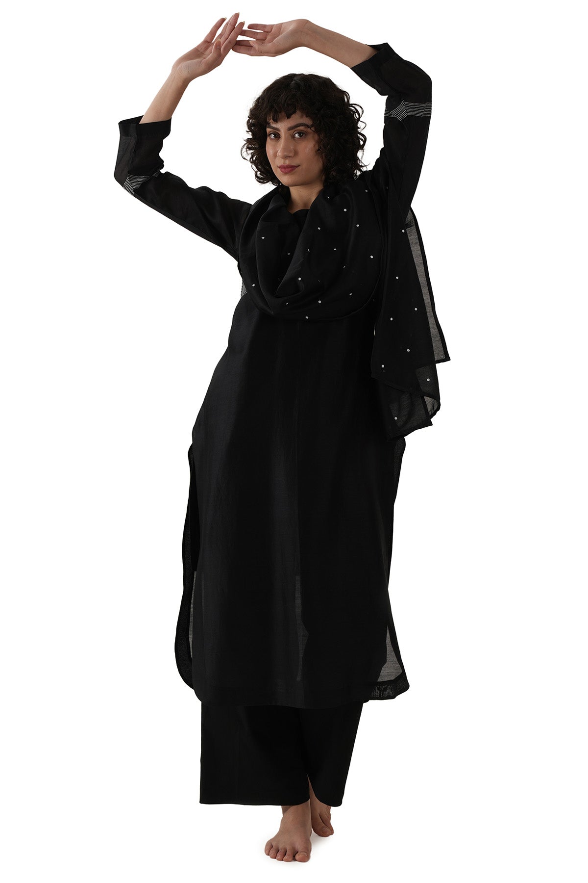 Buy Black Chawal Takka Kurta Set for women by Khat Clothing online available at scrollnshops