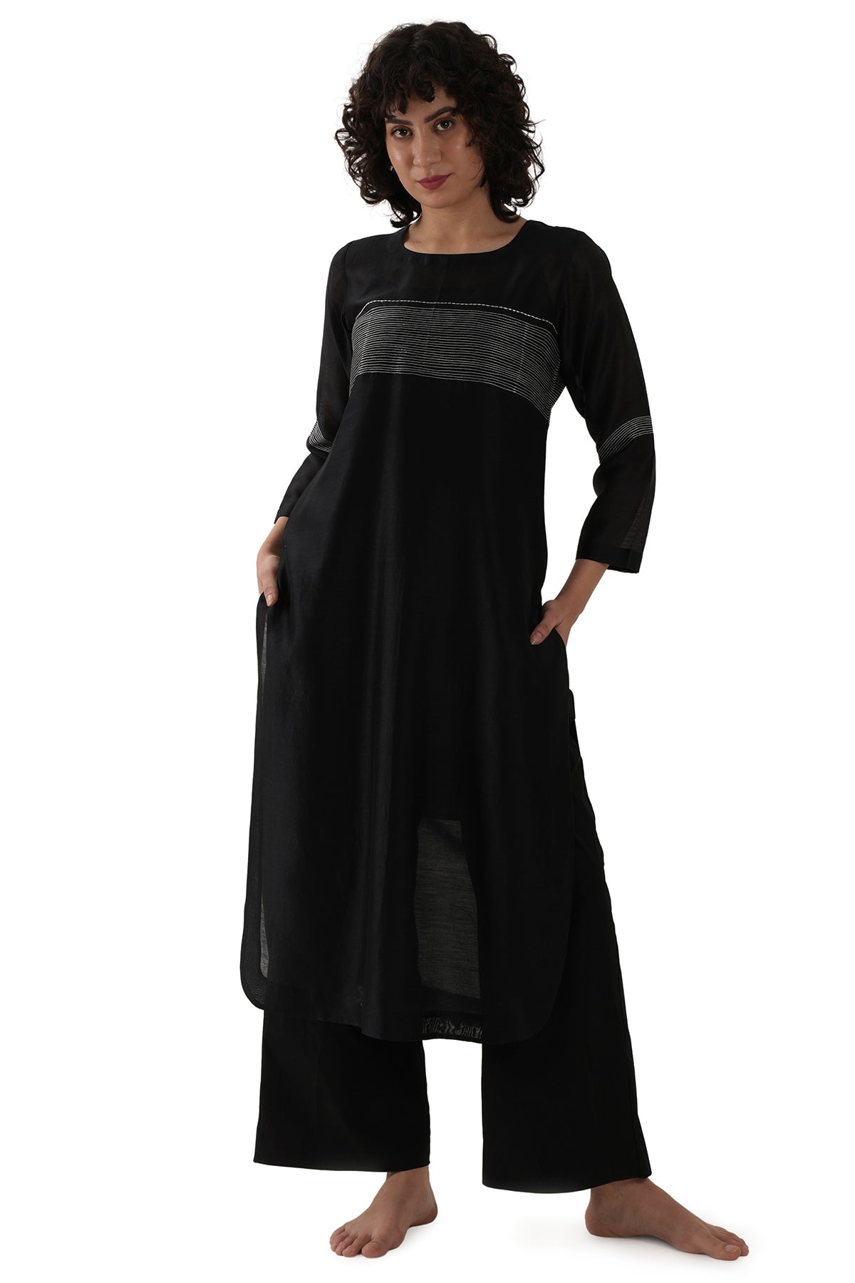 Black Chawal Takka Kurta Set