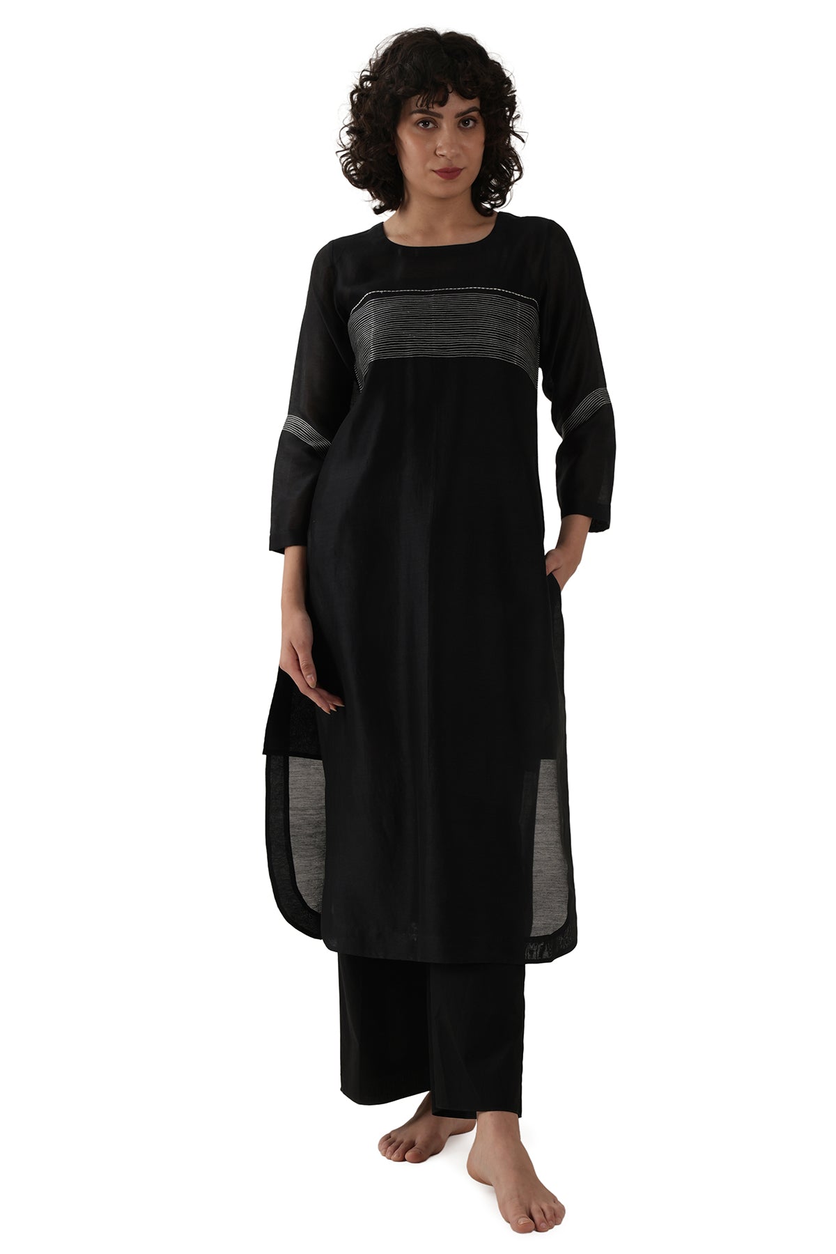 Black Chawal Takka Kurta Set