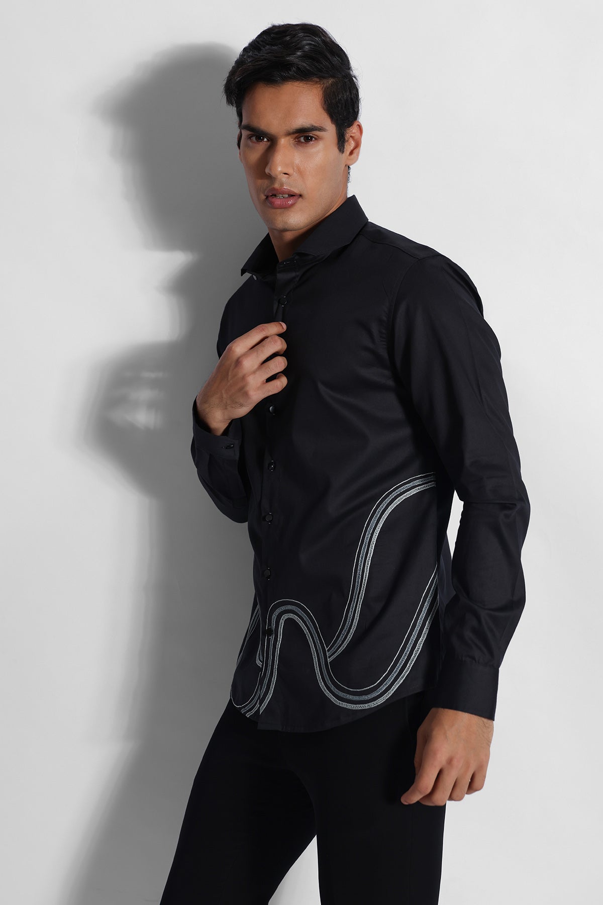 Black Cheveron Stitched Shirt