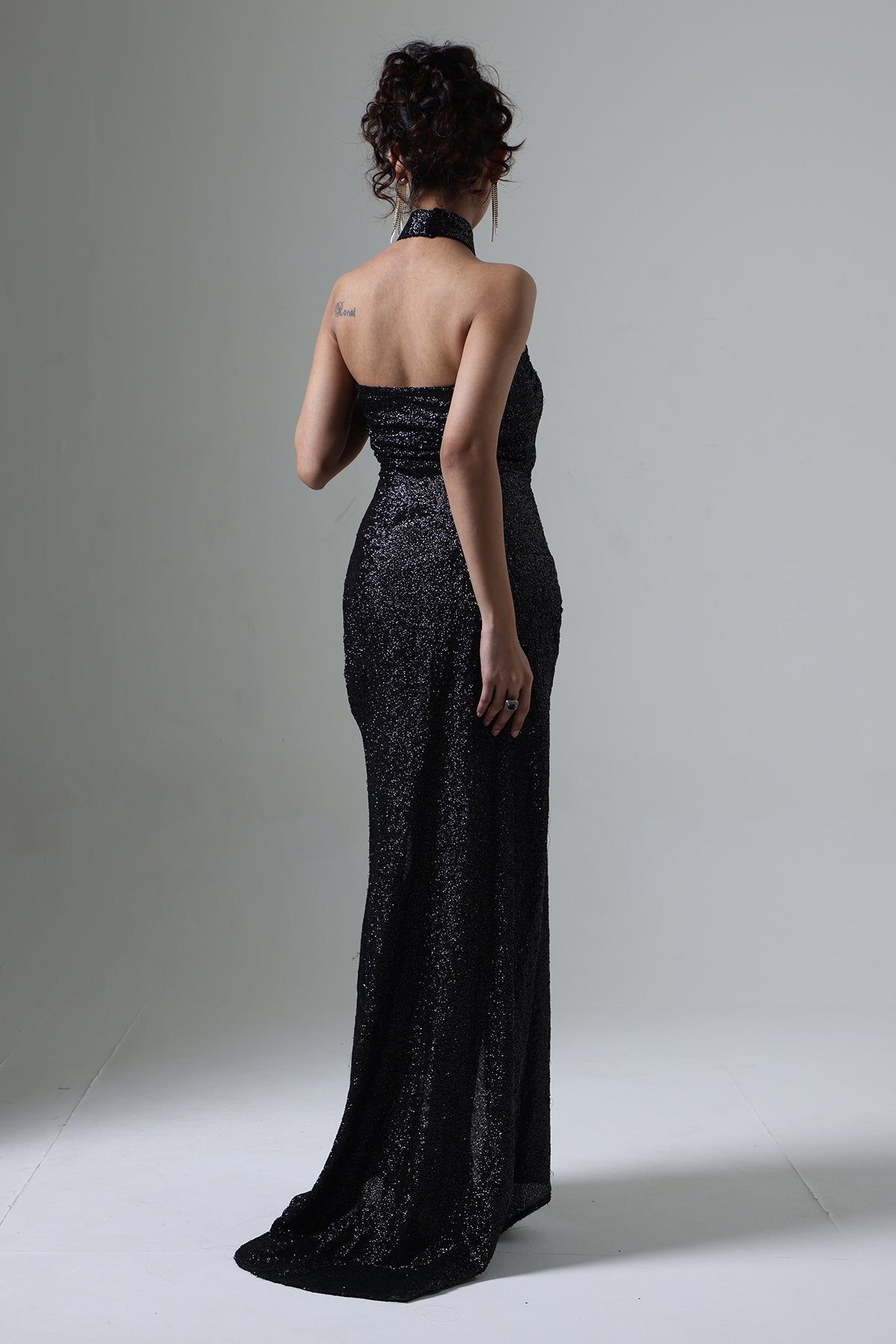 Black Choker Neck Maxi Dress