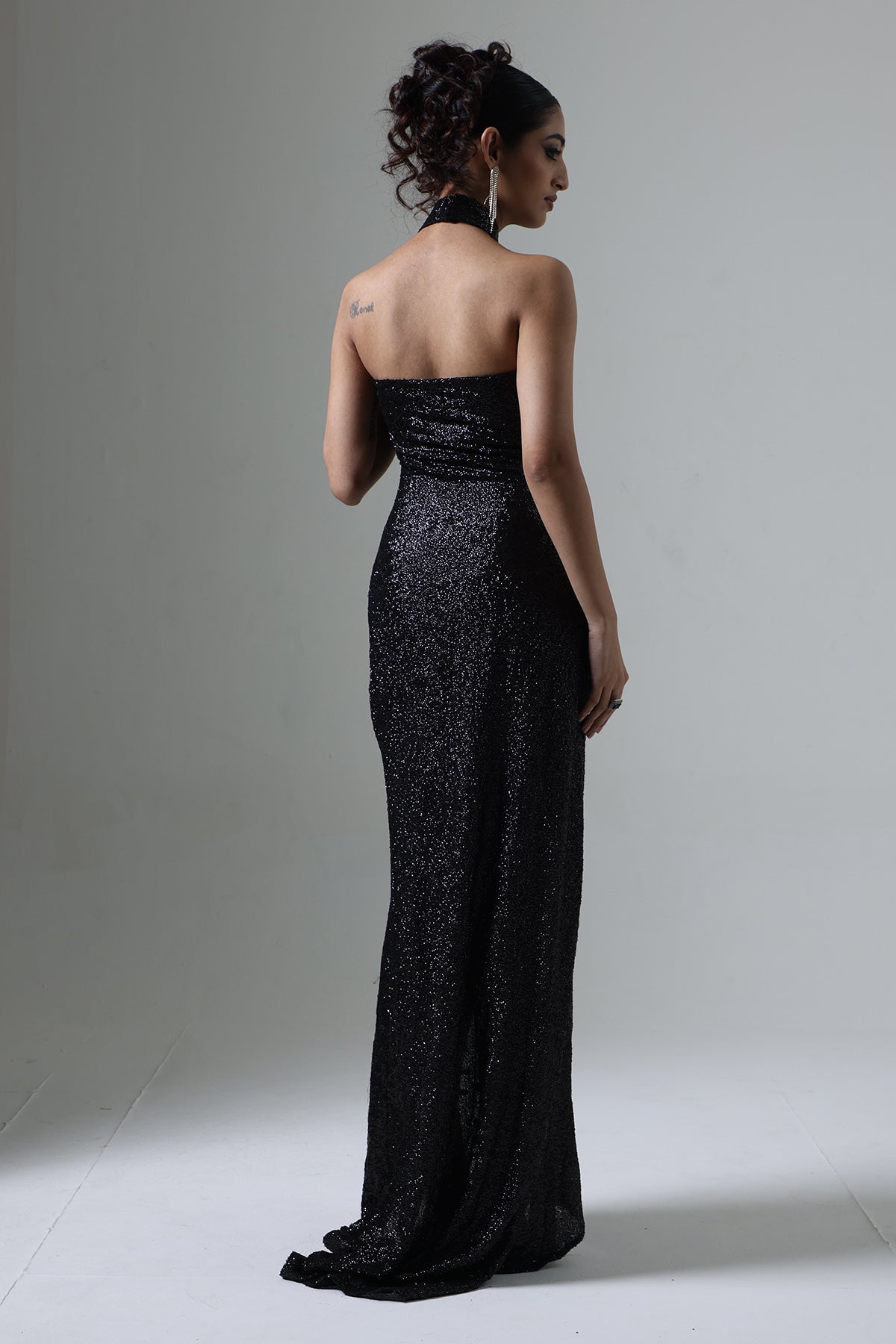 Black Choker Neck Maxi Dress