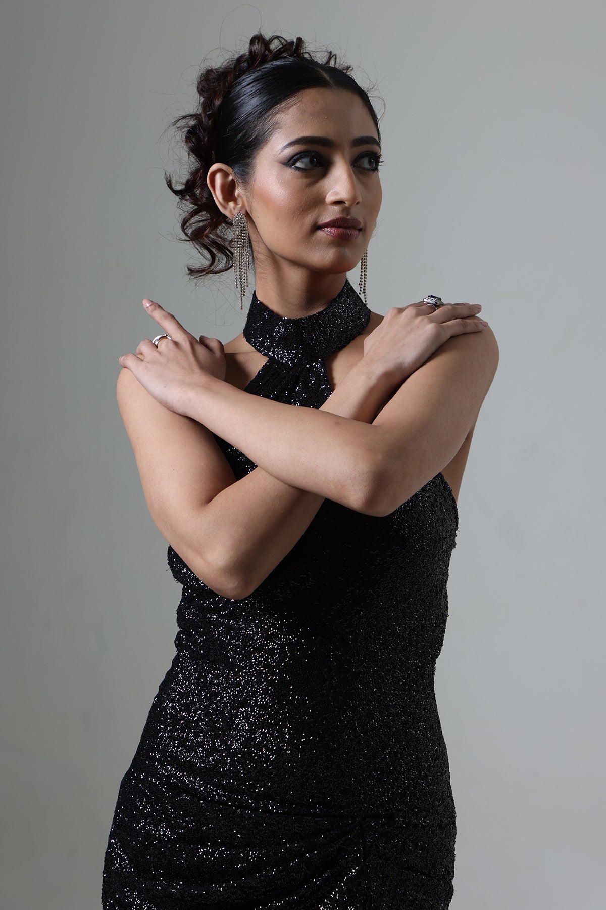 Black Choker Neck Maxi Dress