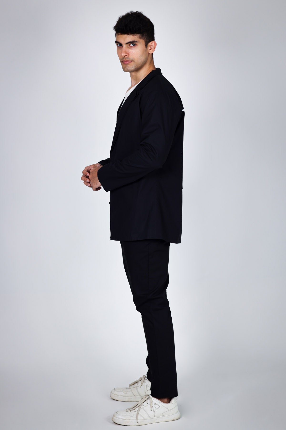 Black Collar Blazer & Trousers