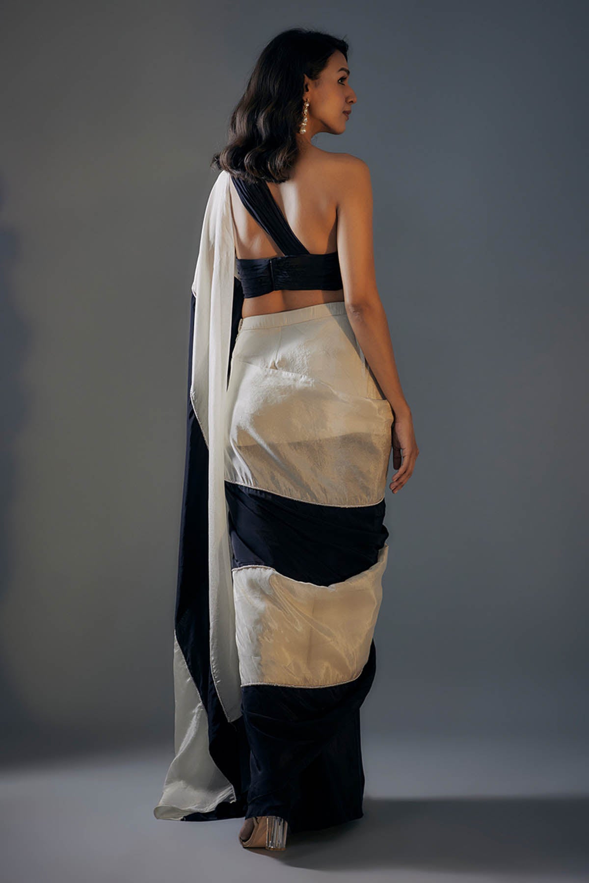 Black Colorblock Saree & Blouse