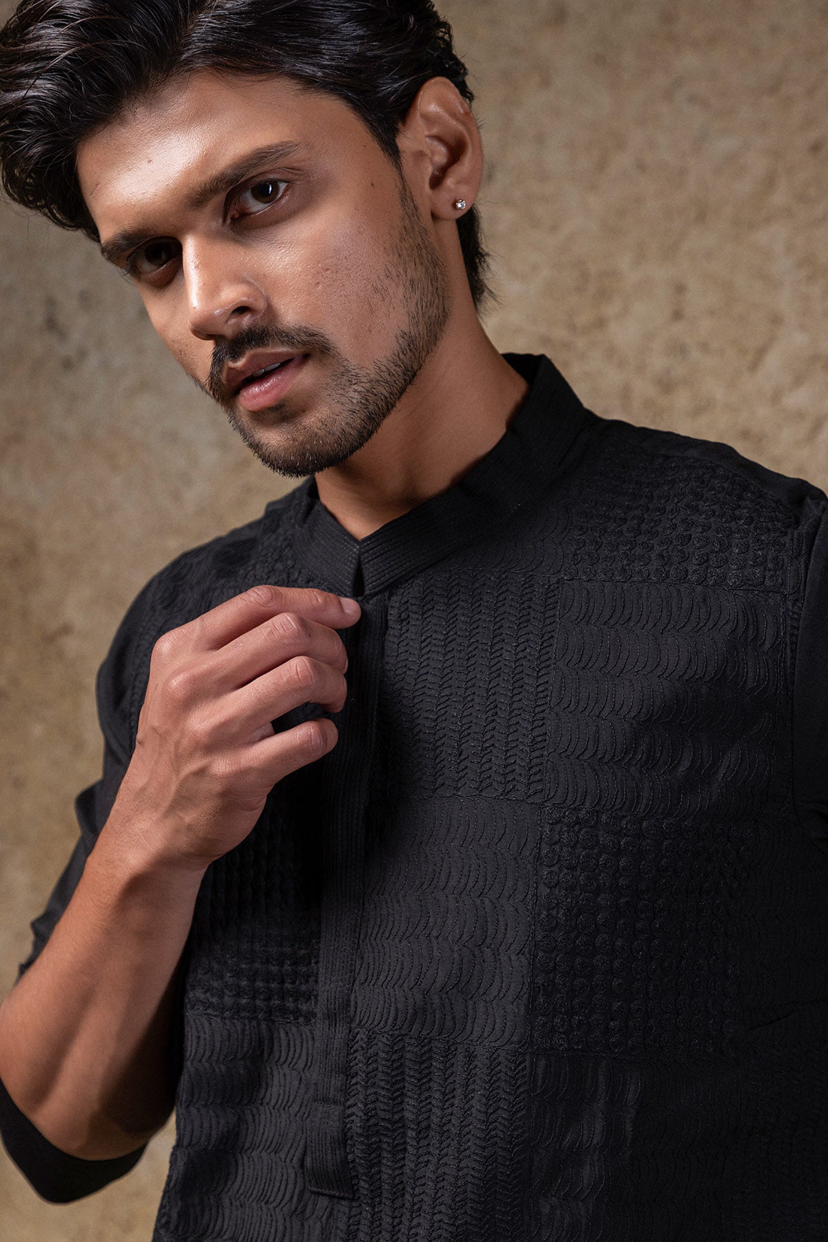 Black Cord Embroidered Kurta Set