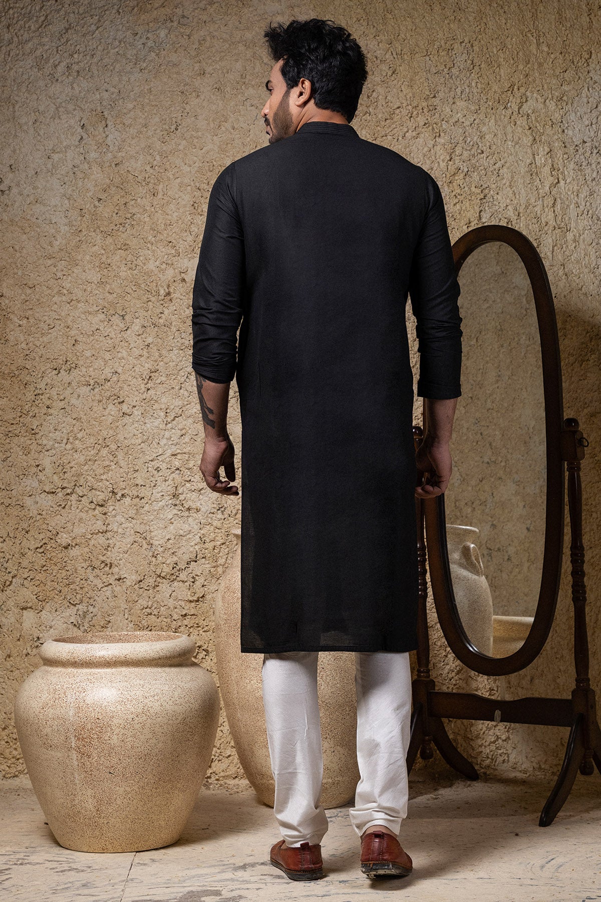 Black Cord Embroidered Kurta Set