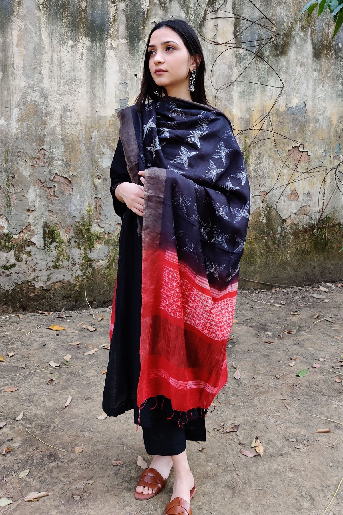 Buy Black Cotton Accents Kurta Set for women by The Hemming Bird online available at scrollnshops