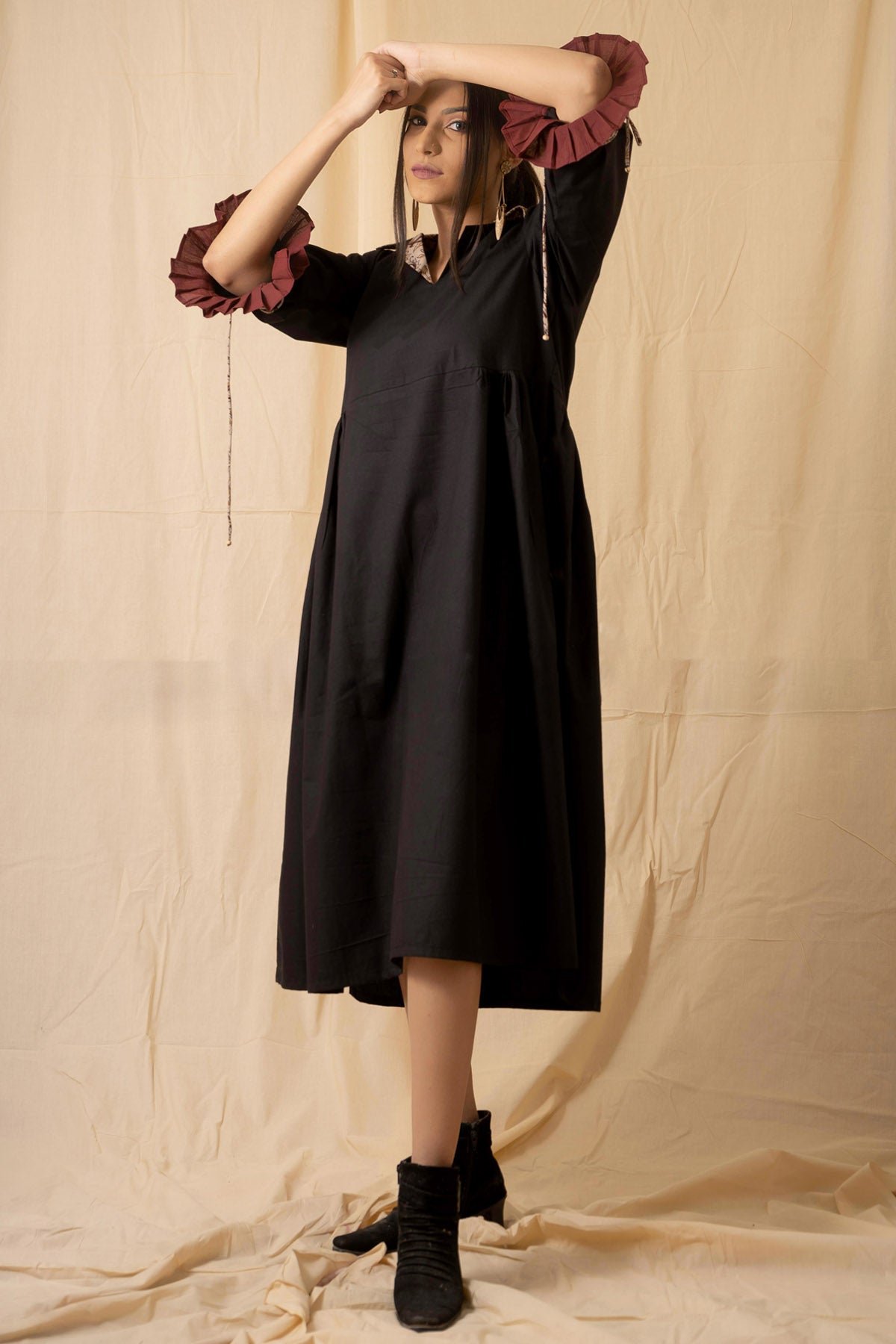 Black Cotton Cambric Dress