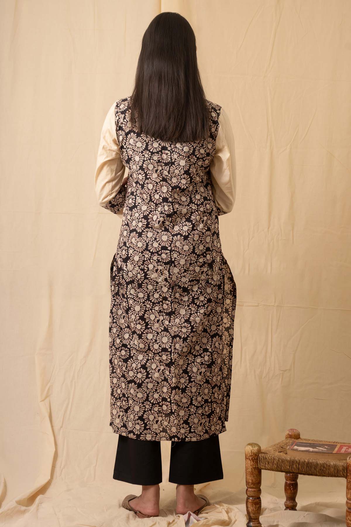 Black Cotton Cambric Kurta Set