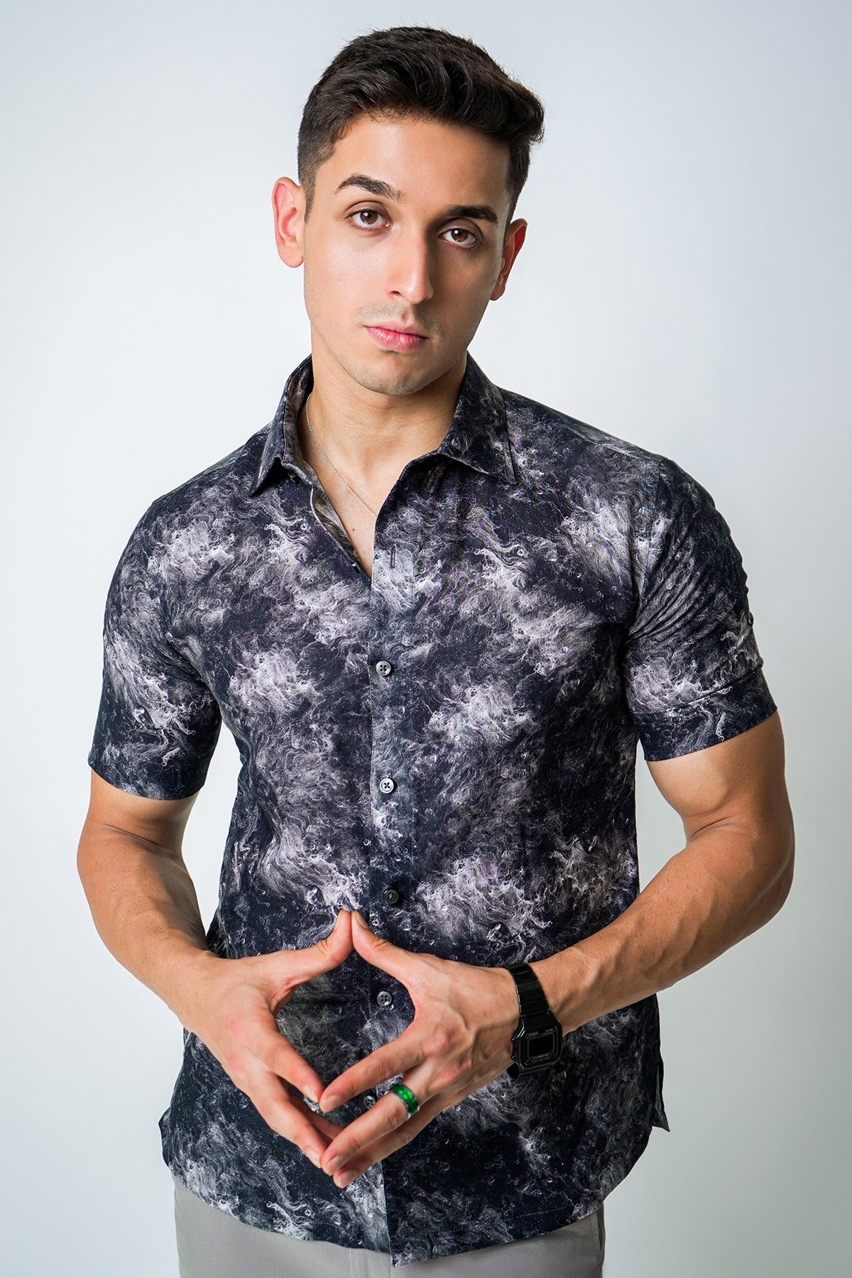 Buy Black Cotton Cloud Print Shirt for men by House of Sheriff online available at scrollnshops