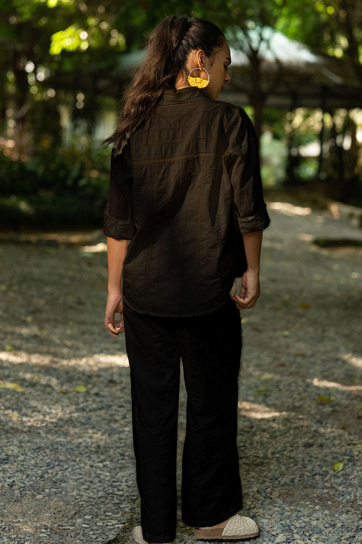 Black Cotton Drawstring Pants