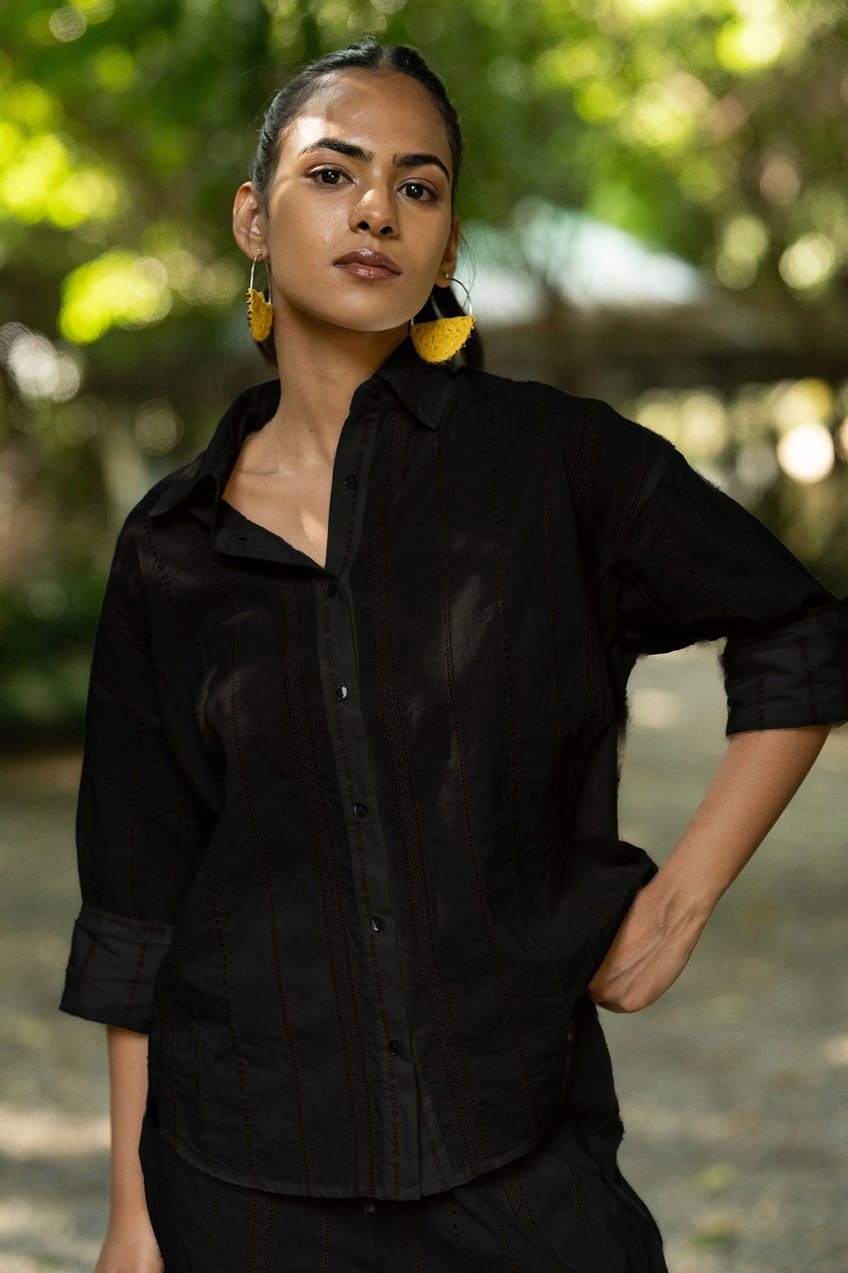 Buy Black Cotton Embroidery Shirt for women by Beachbum online available at scrollnshops