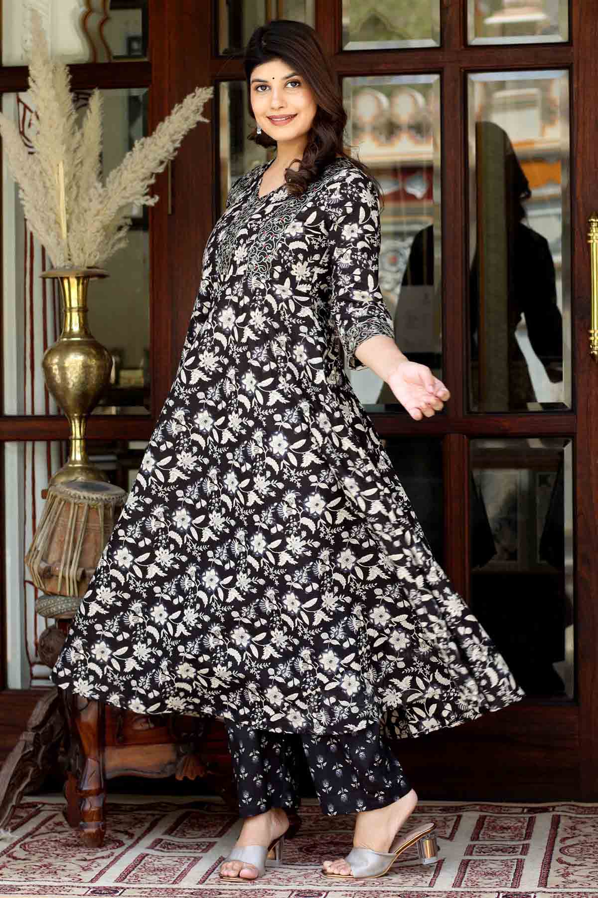 Black Cotton Kurta & Palazzo