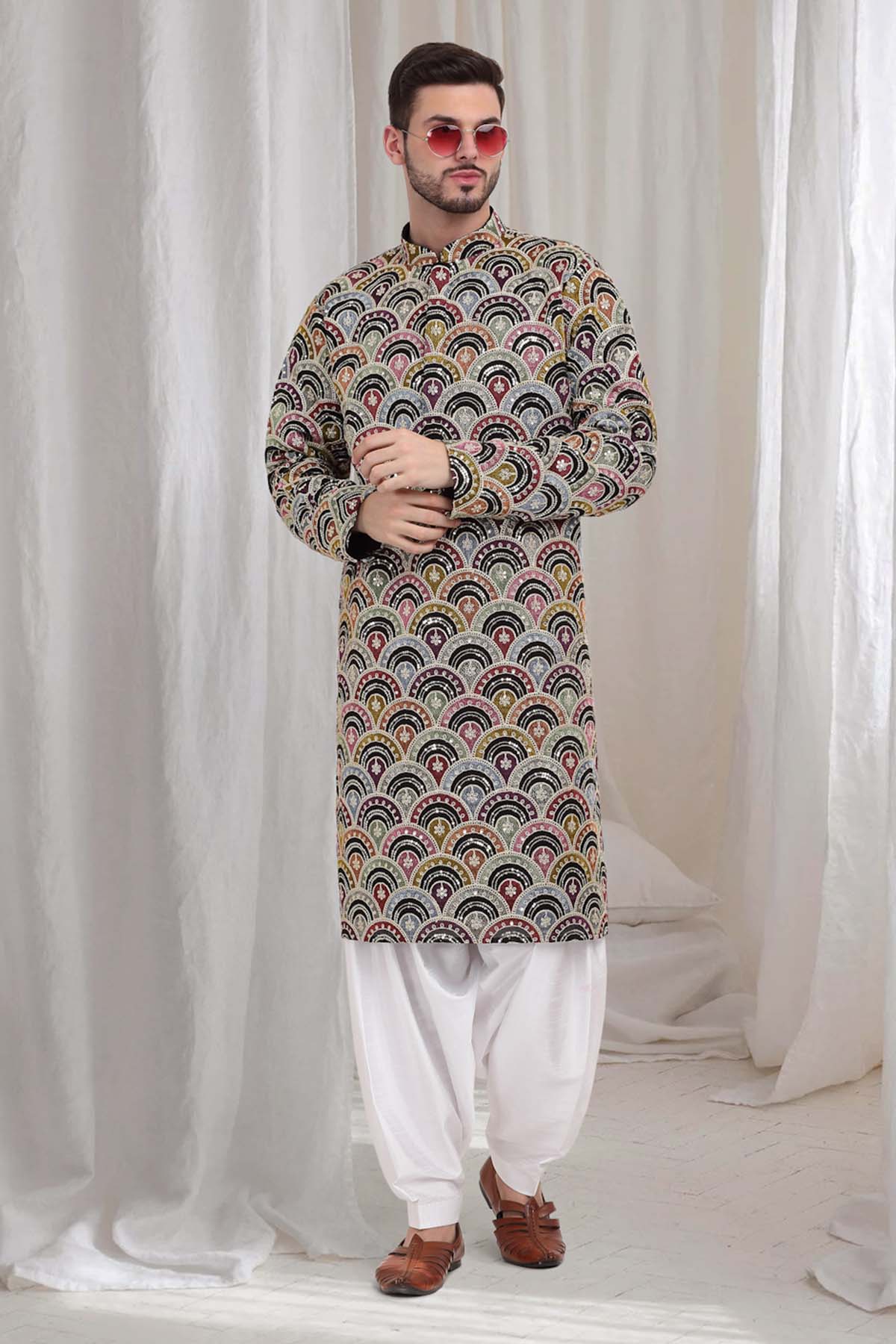 Buy Black Cotton Kurta & Patiala by Aham Vayam at ScrollnShops