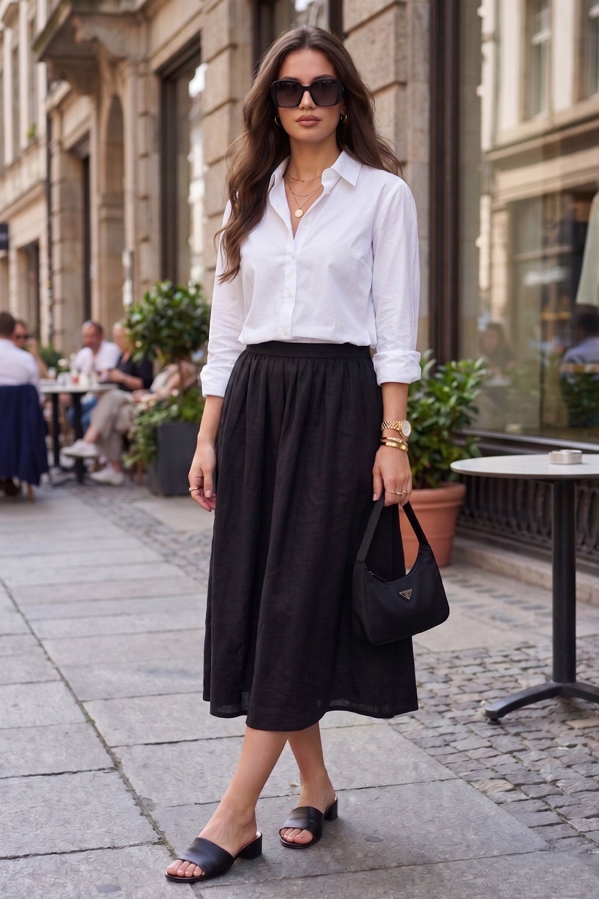 Buy Black Cotton Linen A-Line Skirt for women by Sneha B online available at scrollnshops