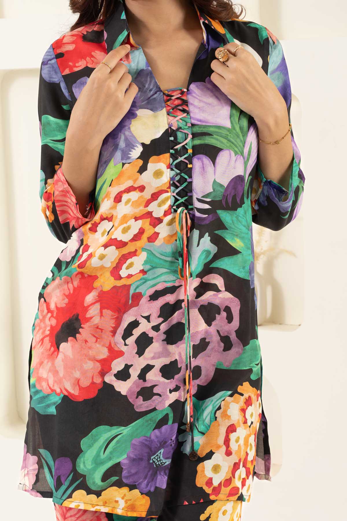 Black Cotton Muslin Co-ord Set