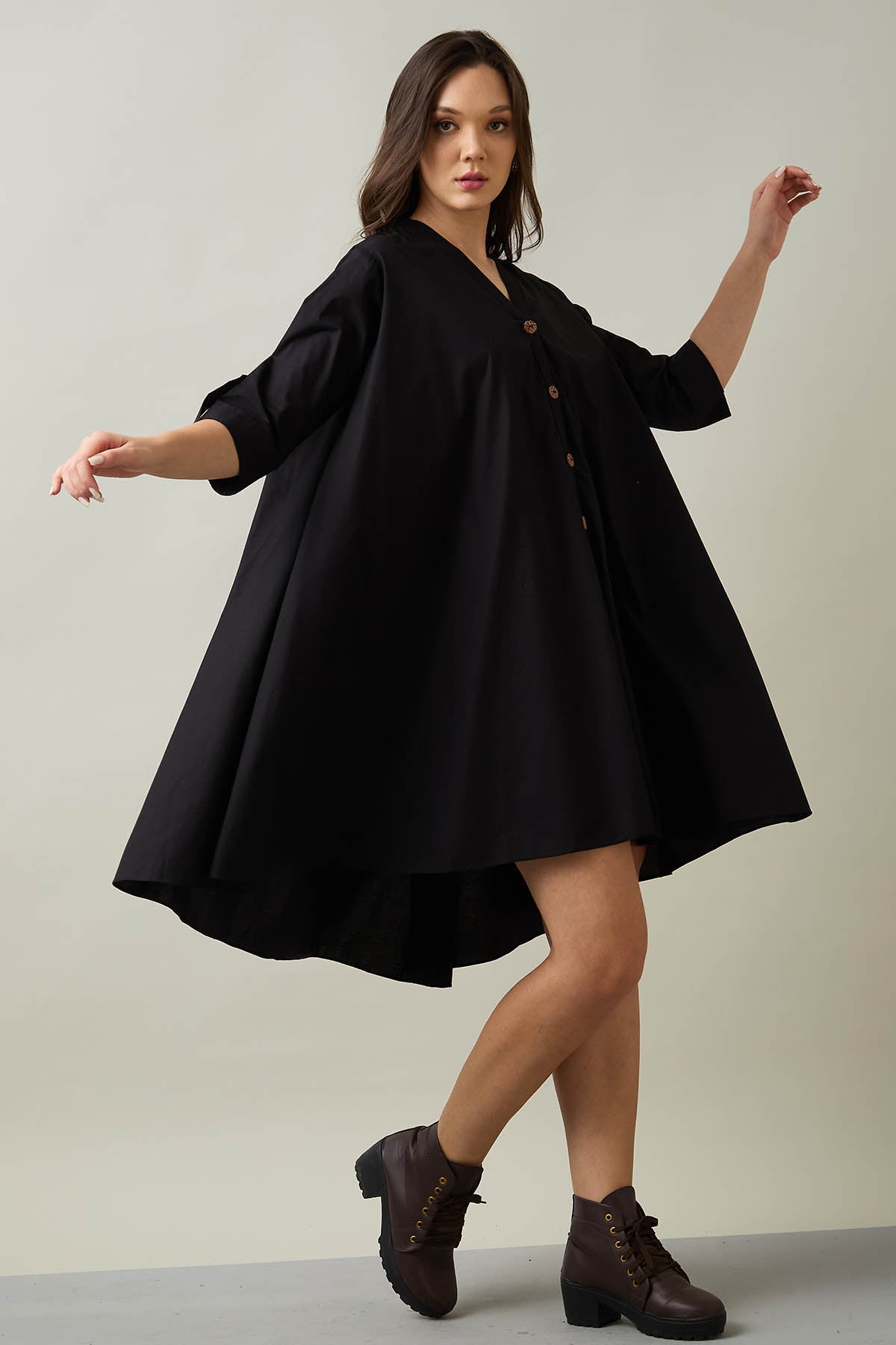 Buy Black Cotton Oversized Dress by 7teen12 for women online at ScrollnShops