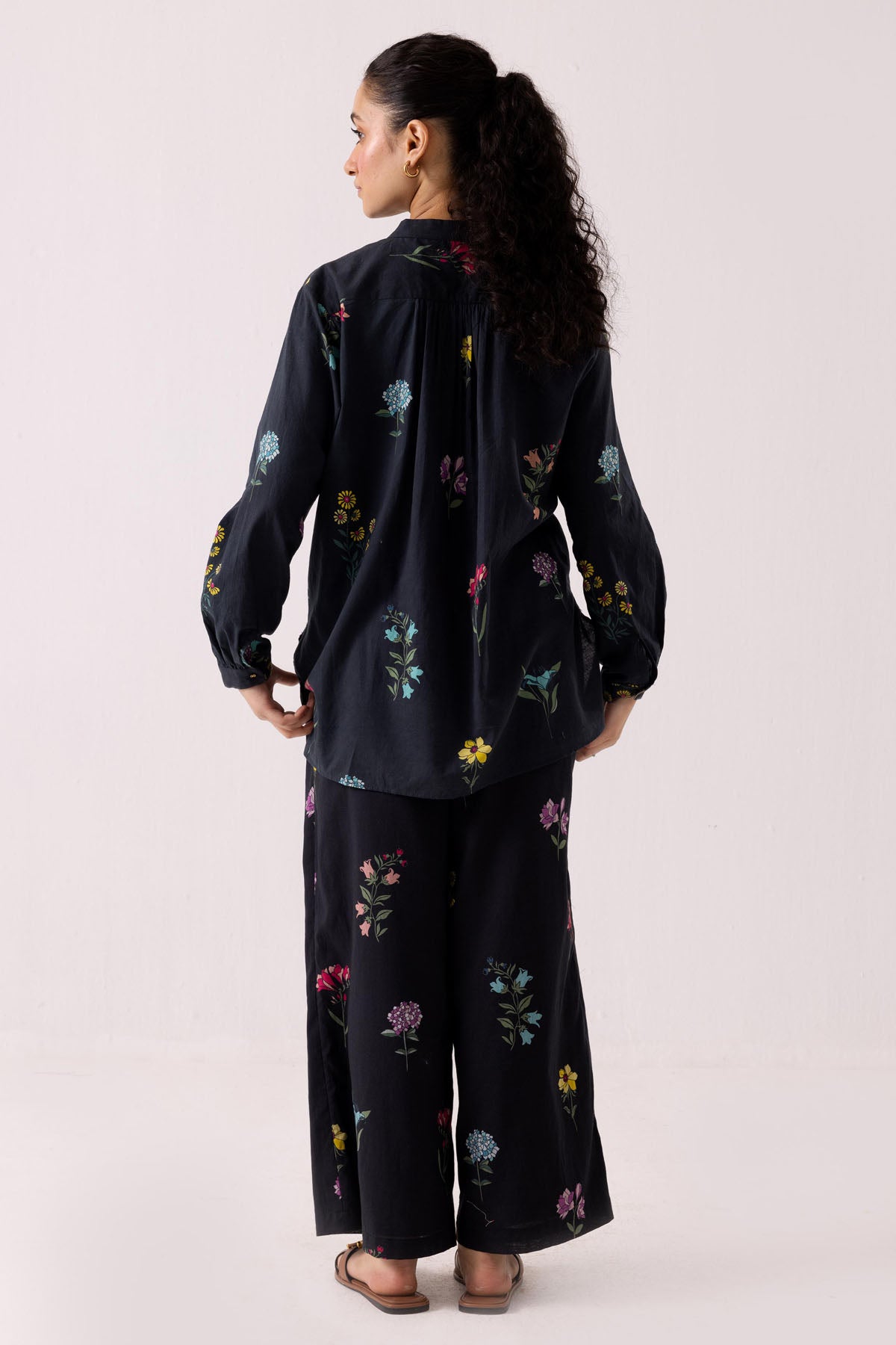 Black Cotton Print Shirt & Pants