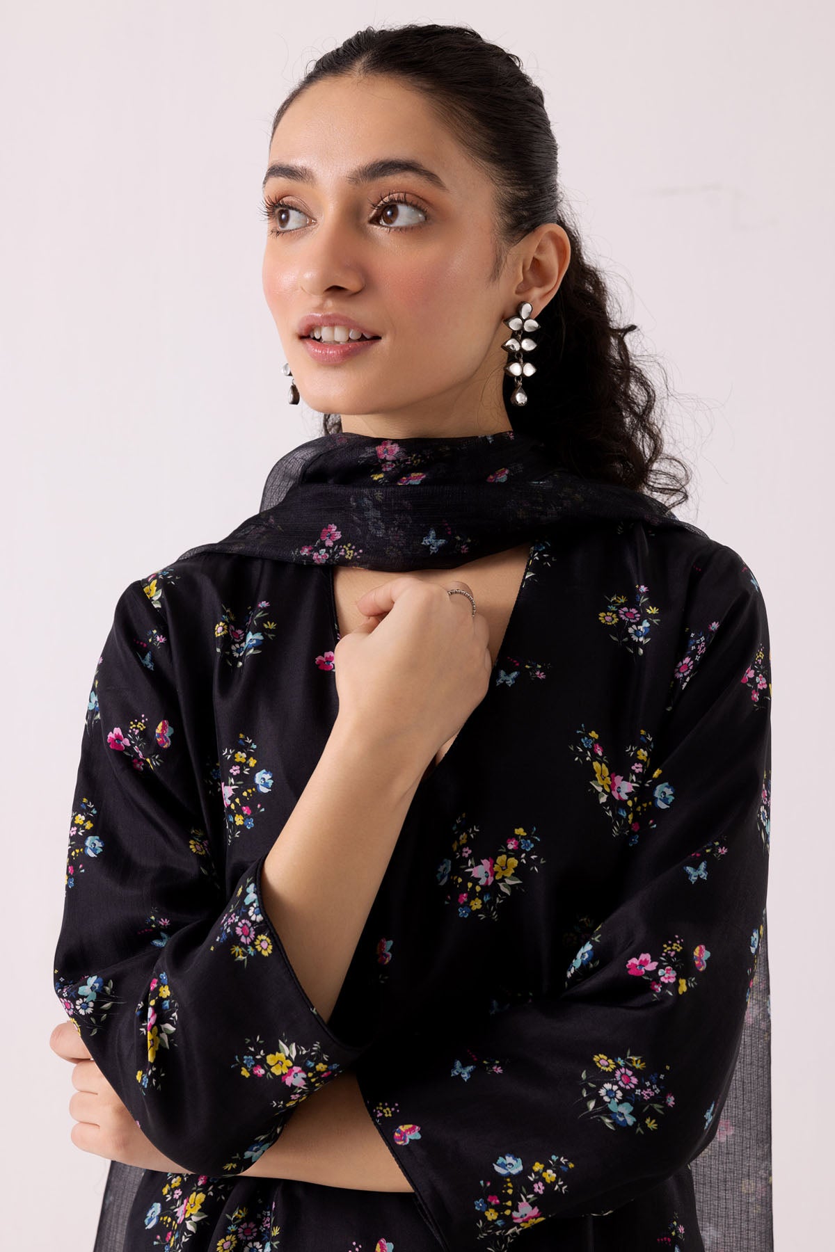 Black Cotton Silk Palazzo Set