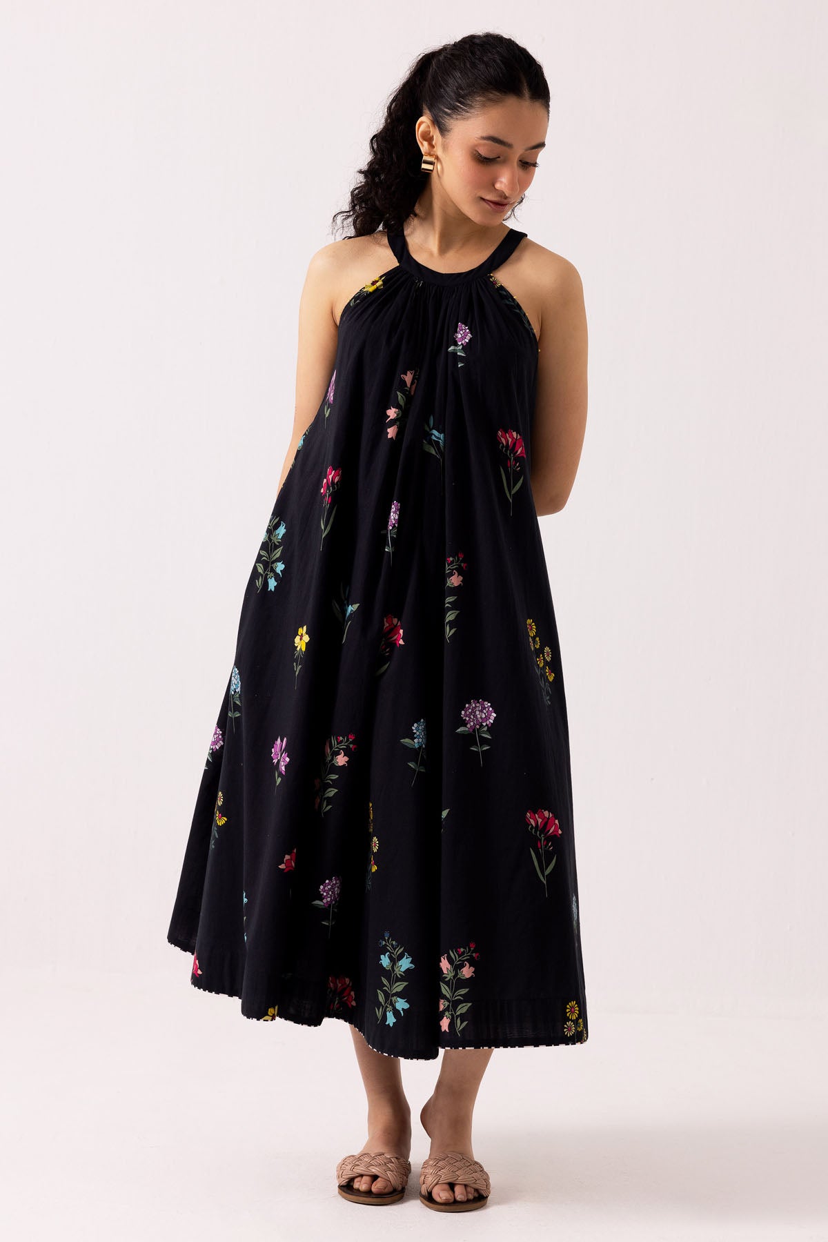 Cotton Black Sleeveless Dress