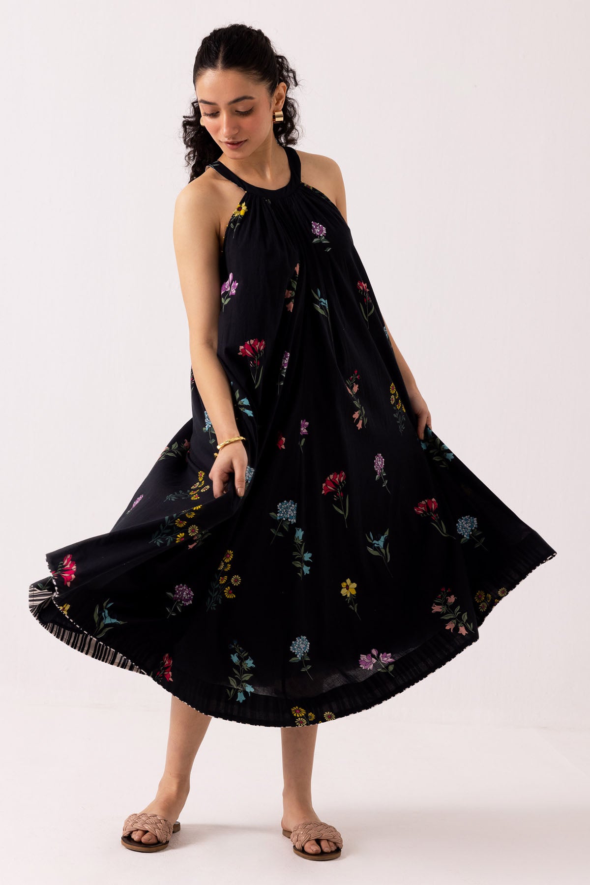 Cotton Black Sleeveless Dress