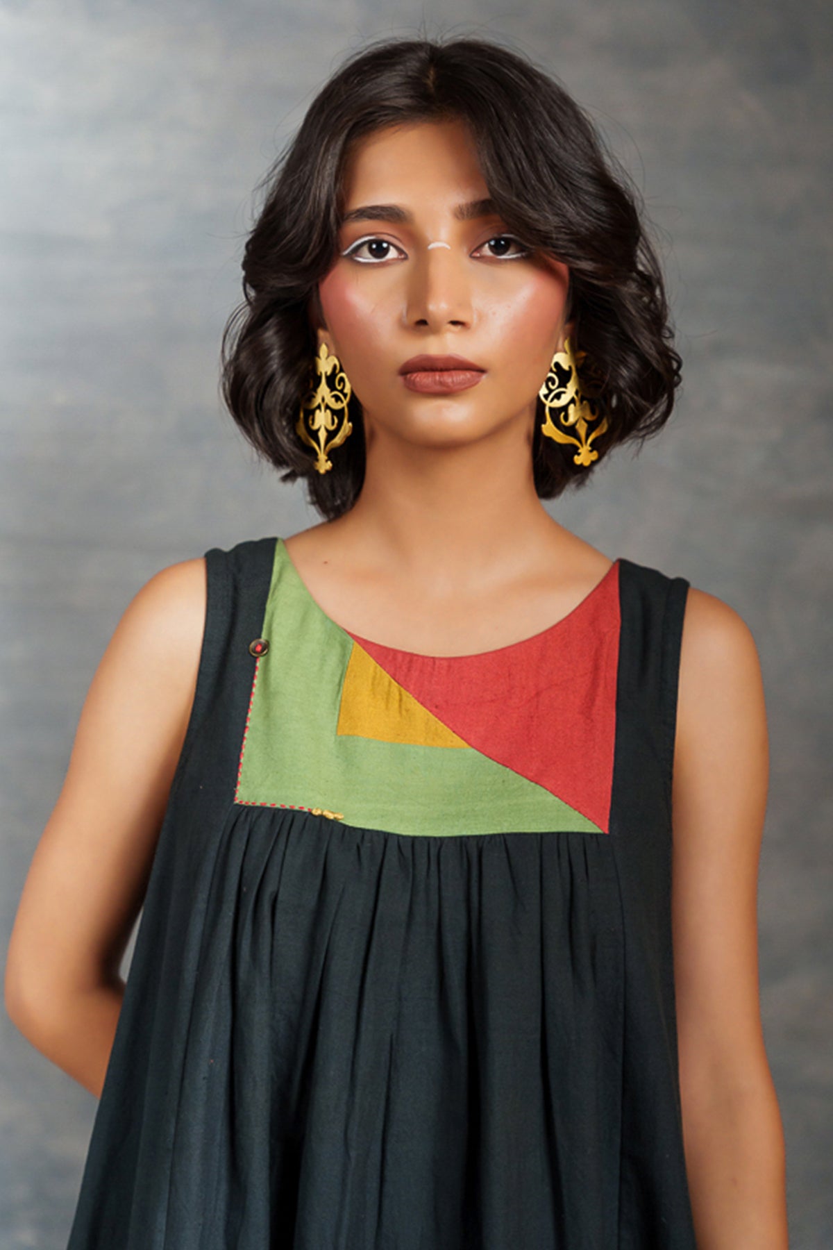 Black Sleeveless Cotton Dress