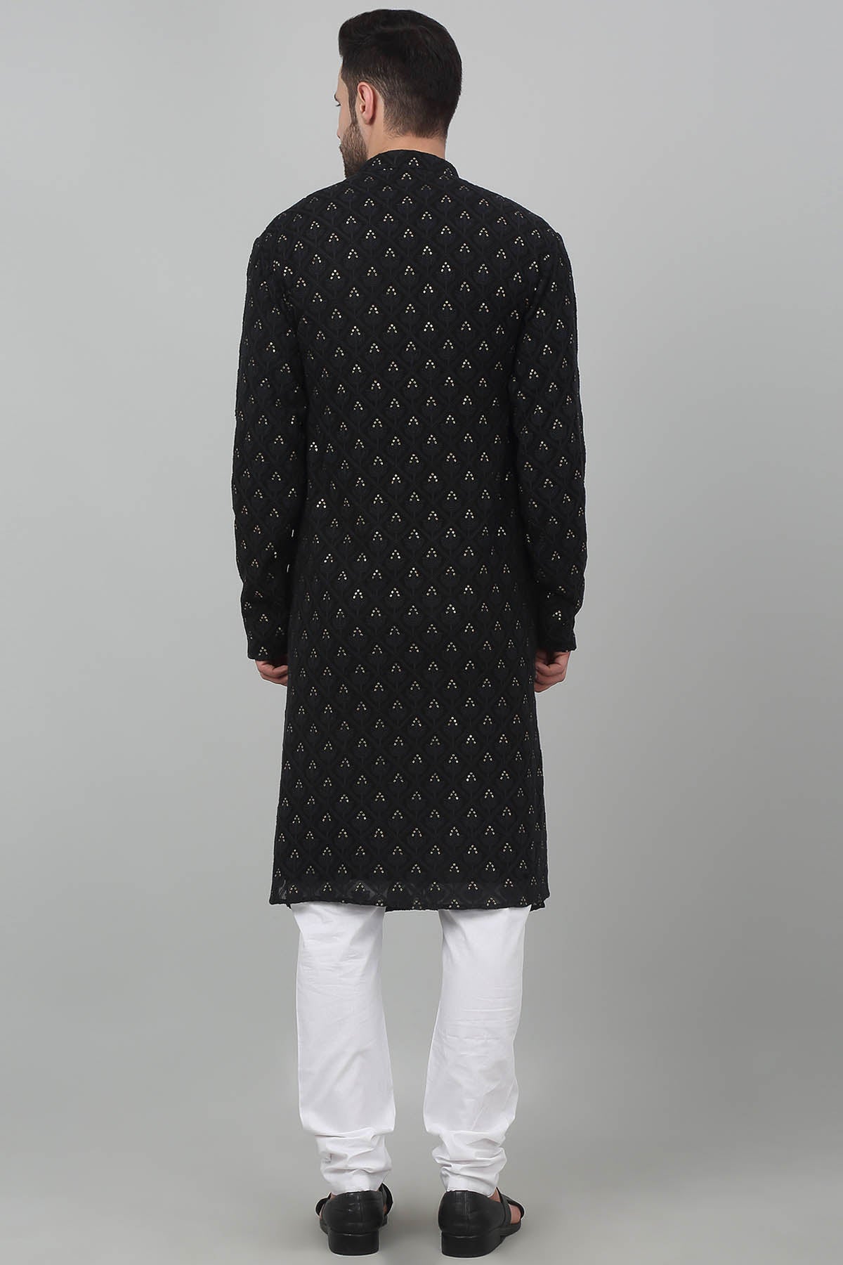 Black Cotton Thread Kurta Set