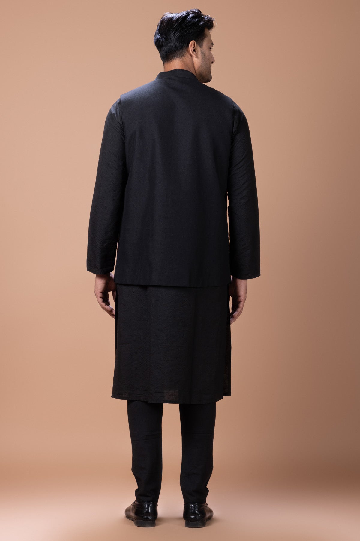 Black Cotton Zardozi Kurta Set